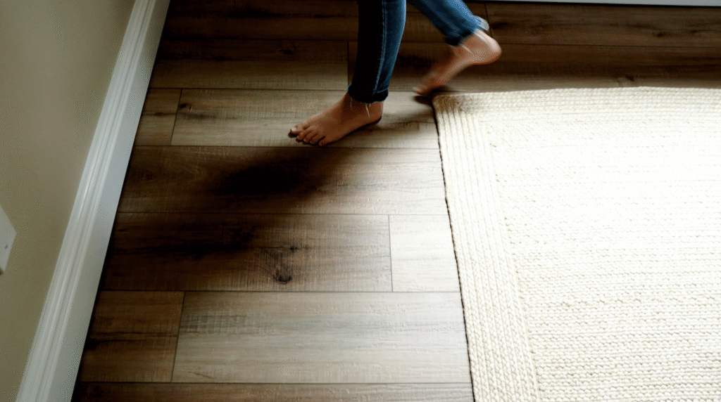 Raised and shifting vinyl plank in high-traffic area of O’Fallon home